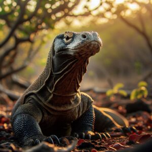 Комодский варан (Varanus komodoensis) в дикой природе на острове Комодо